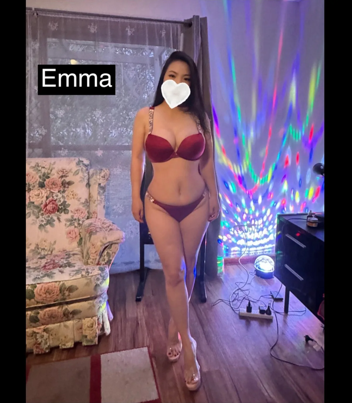 Emma at Tun of Fun, with her face covered